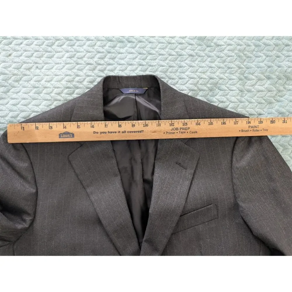 Brooks Brothers 1818 Madison 39R Windowpane Wool Blazer Gray Suit Jacket USA